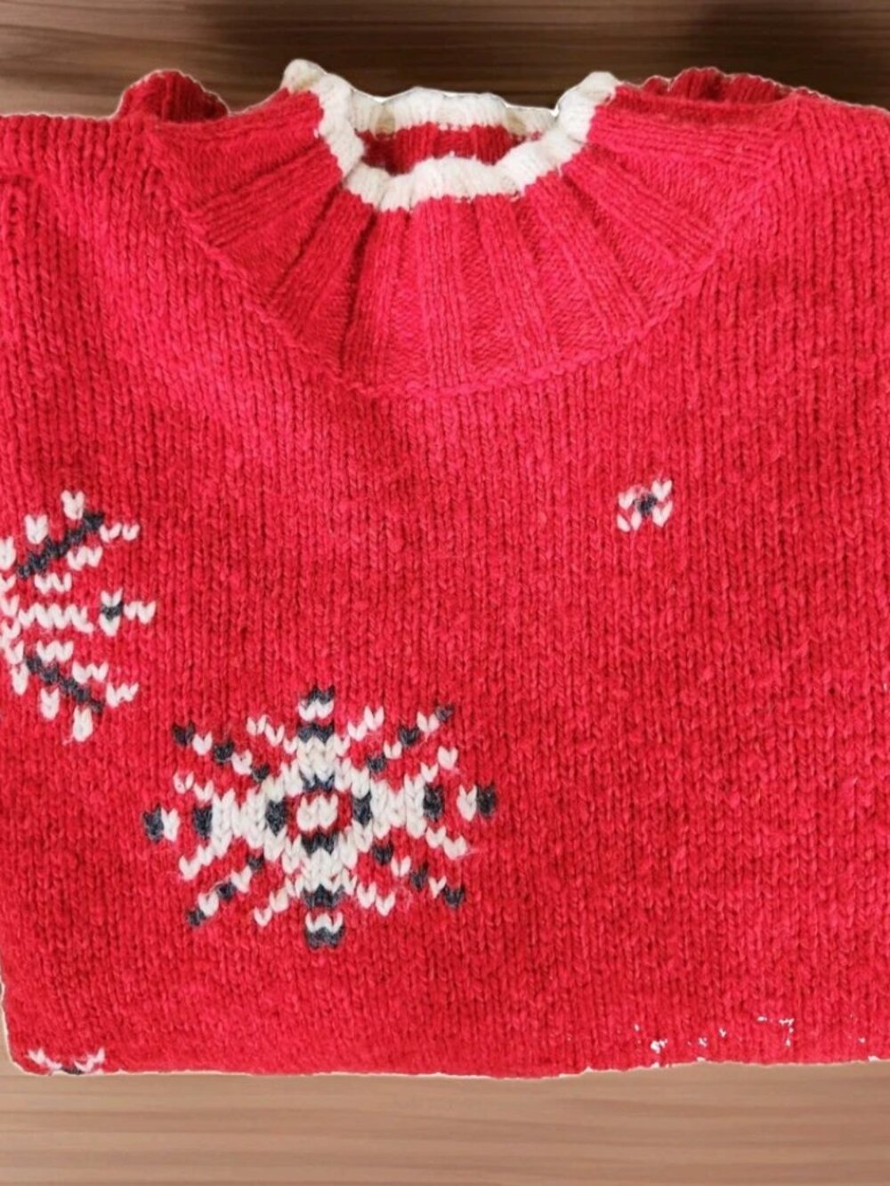 Vintage 90's LizWear Liz Claiborne Red Chunky Knit Ski Sweater W/Snowflakes Sz L - Picture 13 of 15